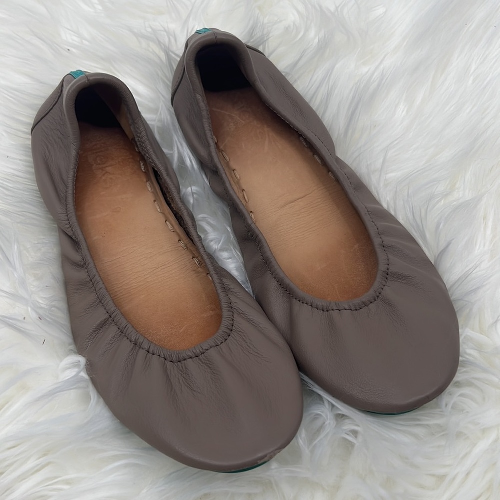 Tieks Taupe Leather Ballet Flats - Picture 4 of 10